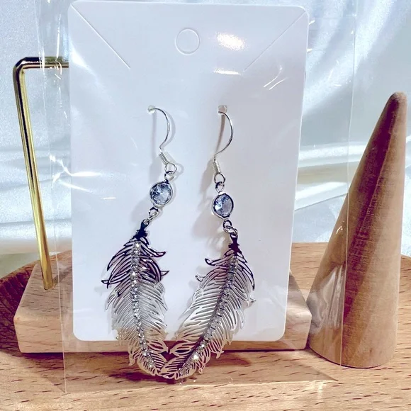 Silver Feather Earrings Only - Picture 3 of 5